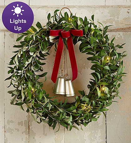 Country Bells Wreath With Lights - 20"